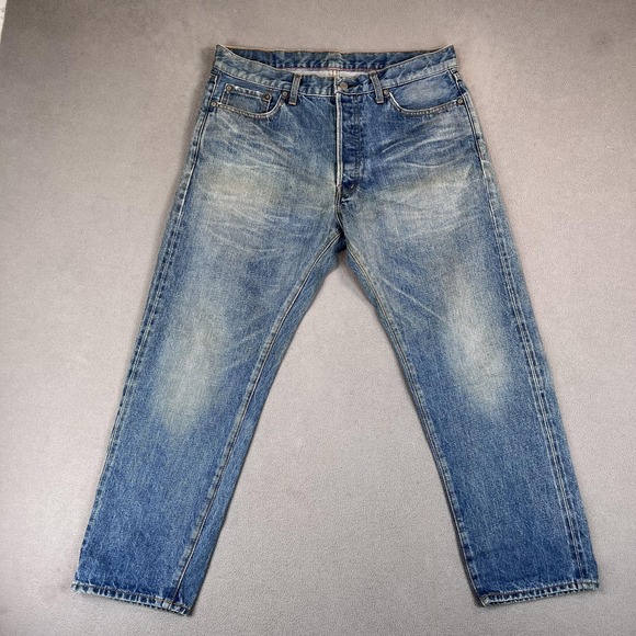 Ordinary Fits Jeans Mens 32 Blue Denim Selvedge Straight Made Japan Hemmed Alter - Picture 2 of 12